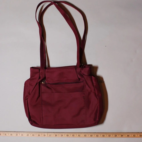 Burgundy Microfiber Shoulder Purse - Picture 8 of 8